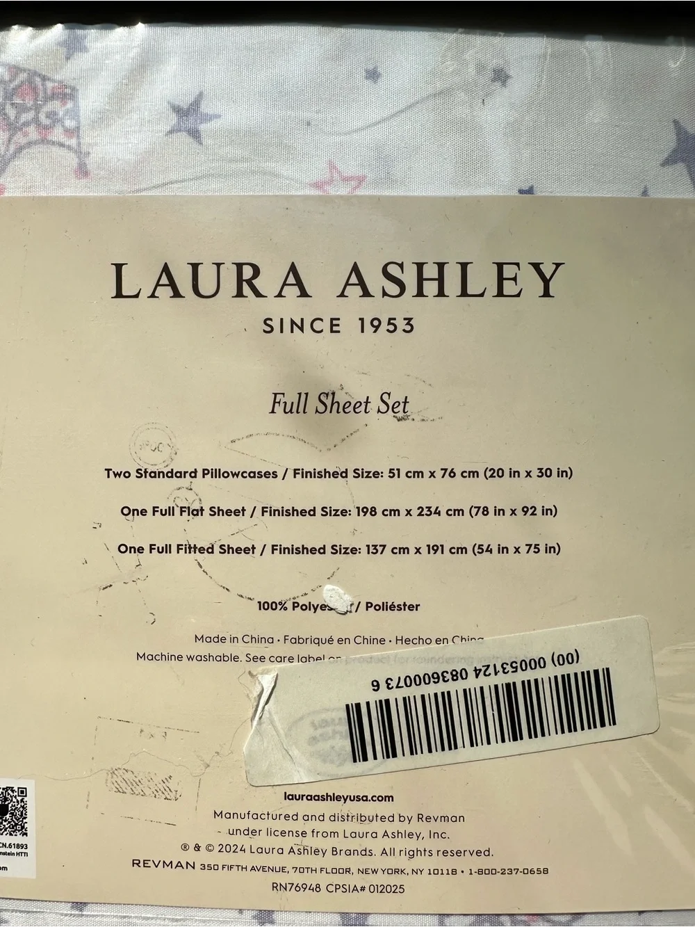 Laura Ashley Kids White, Purple & Pink Dancing Stars Full Sized Sheet Set